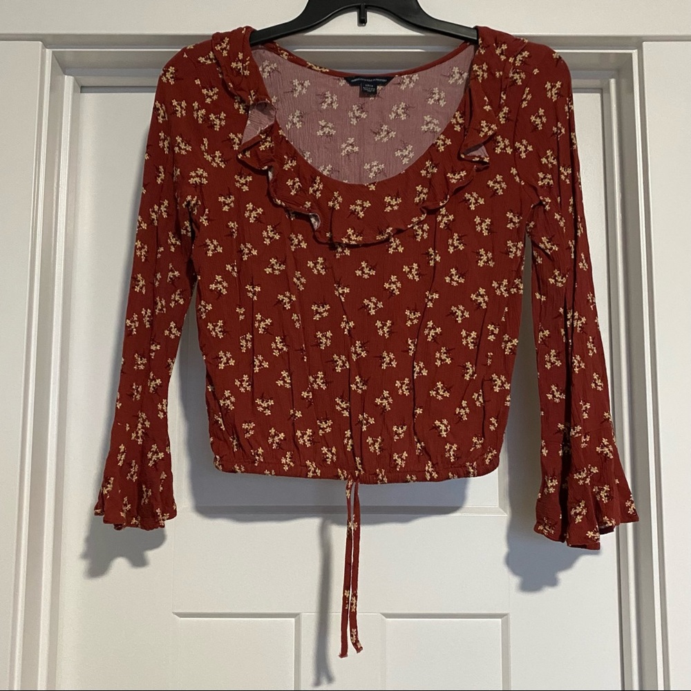 American Eagle Red Floral Top